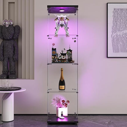 Yoluckea 4 Shelves Glass Display Cabinet - Image 3