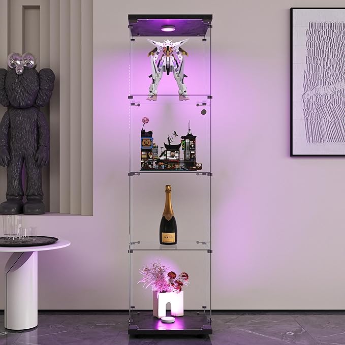 Yoluckea 4 Shelves Glass Display Cabinet by Yoluckea