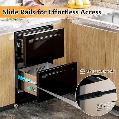 24 Inch Under Counter Dual Drawer Beverage Fridge, Weather Proof Outdoor - Image 2