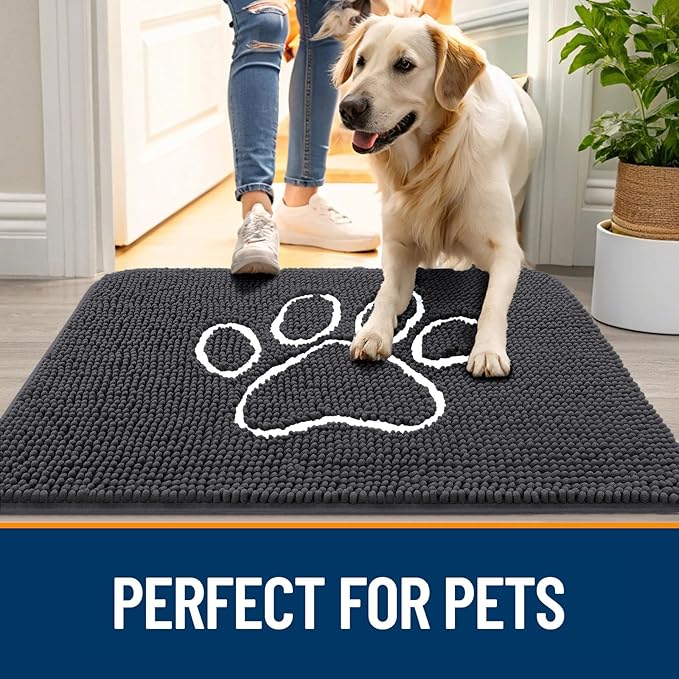 OLANLY Dog Door Mat for Muddy Paws 54x24, Paw Print Design, Absorbs Moisture - Image 6