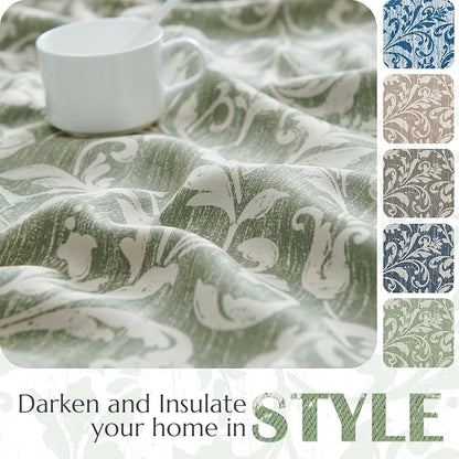 Vangao Sage Green 100% Blackout Floral Curtains 63 Inch Length - Image 5