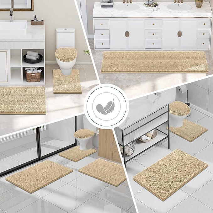 Smiry Luxury Chenille Bathroom Rugs 40x32, Extra Soft and Absorbent Shaggy Bath - Image 8