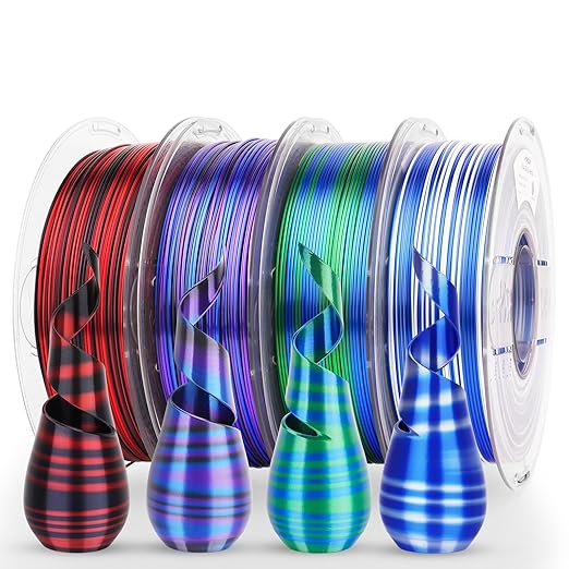 AMOLEN Silk PLA 3D Printer Filament Bundle, Shiny PLA Filament 1.75mm by AMOLEN