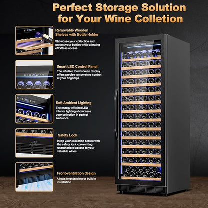 24 Inch Wine Cooler Refrigerator, 179 Bottles Wine Fridge Large Capacity - Image 3