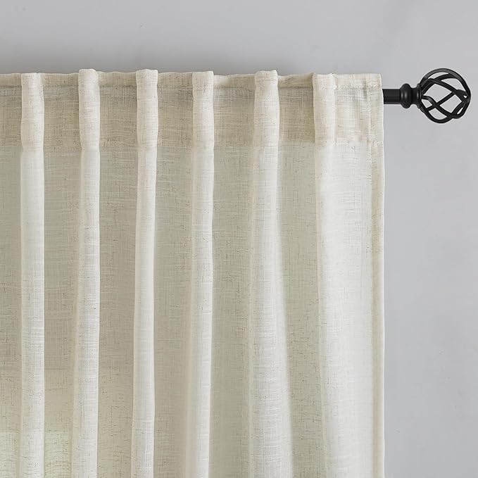 DONREN Livingroom 108 Inch Length Linen Textured Curtains - Image 7