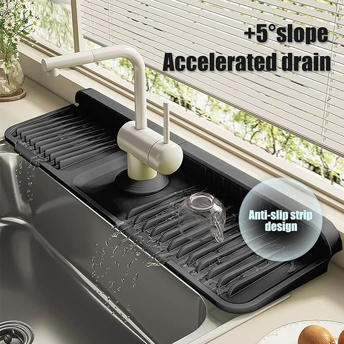 STARGAZ Silicone Faucet Mat For Kitchen Sink, Sink Back Splash Guard, Faucet - Image 2