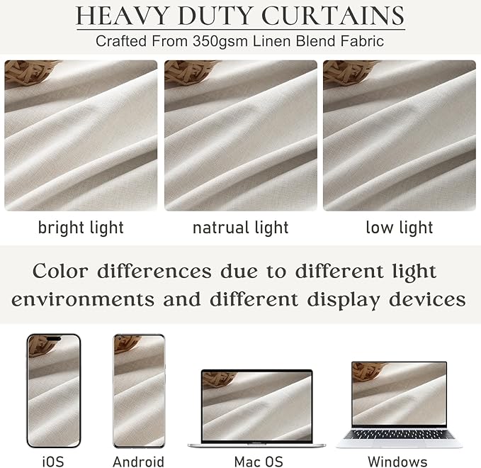 Butter Cream Extra Wide 70 Floor to Ceiling Blackout Curtains - Image 5
