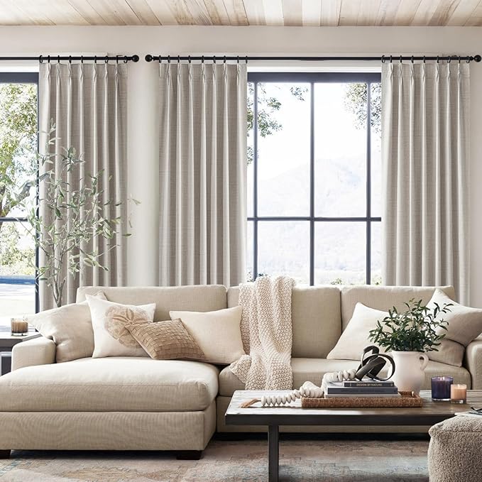95 Inch Curtains 2 Panel Set, Boho Linen Thick Textured Window Treatments - Image 8