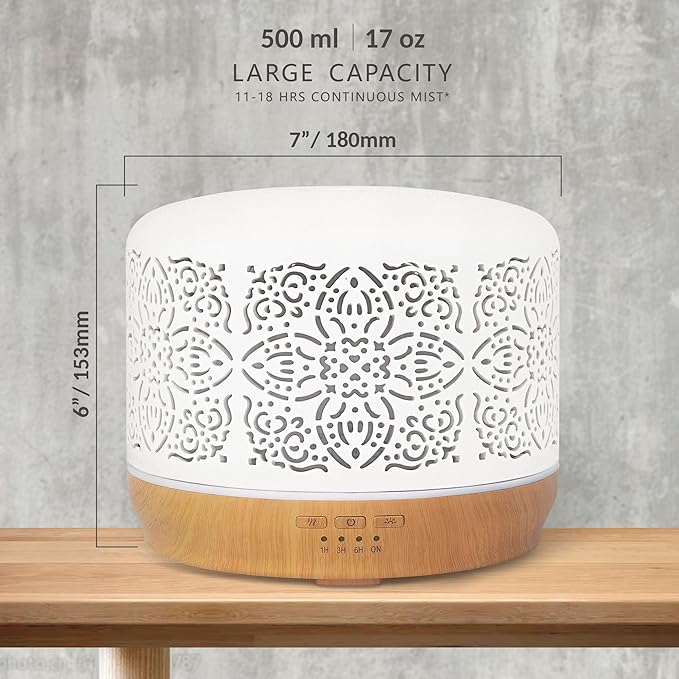 Earnest Living Essential Oil Diffuser White Ceramic Diffuser 500 ml Timers - Image 4