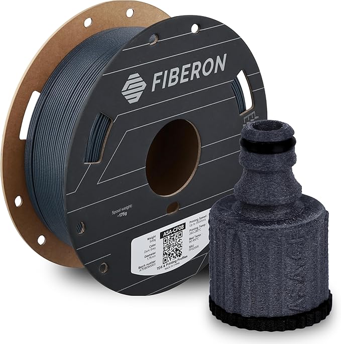 Polymaker Fiberon ASA-CF08 Dark Grey Carbon Fiber 3D Printing Filament 1.75mm by Polymaker