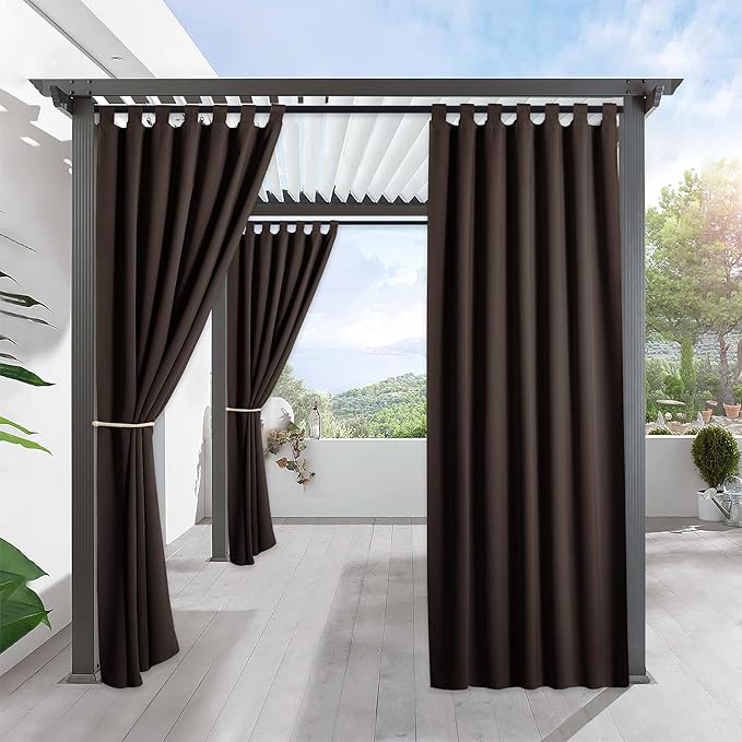 RYB HOME Outdoor Curtains for Patio Waterproof Tab Top Block Sunlight Thermal by RYBHOME