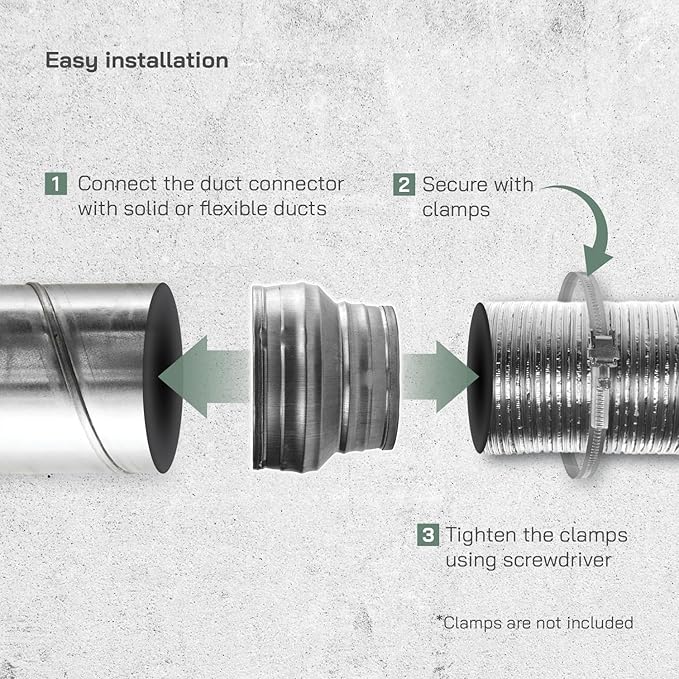 Vent Systems 6" Inch to 4" Inch Duct Reducer – Galvanized Steel HVAC Pipe - Image 3