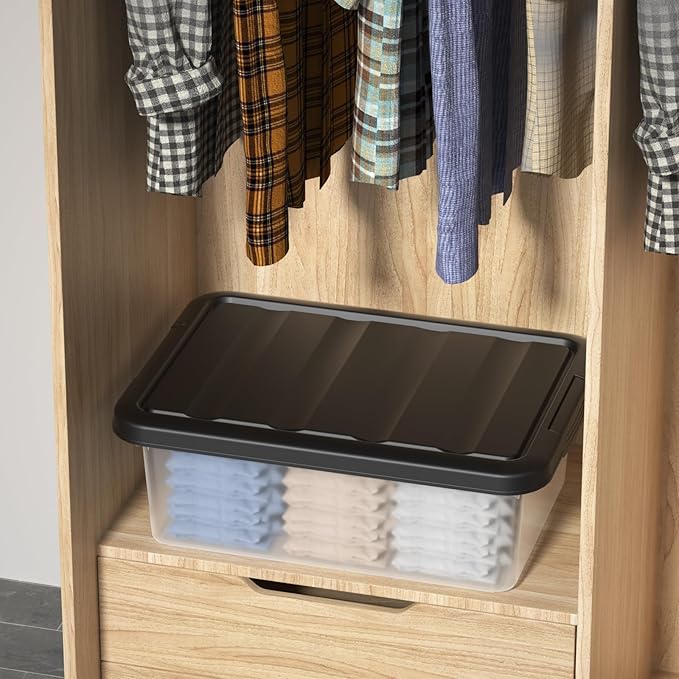 Vcansay 14 Quart Plastic Clear Latching Storage Container, Frosted Stackable Bin - Image 4