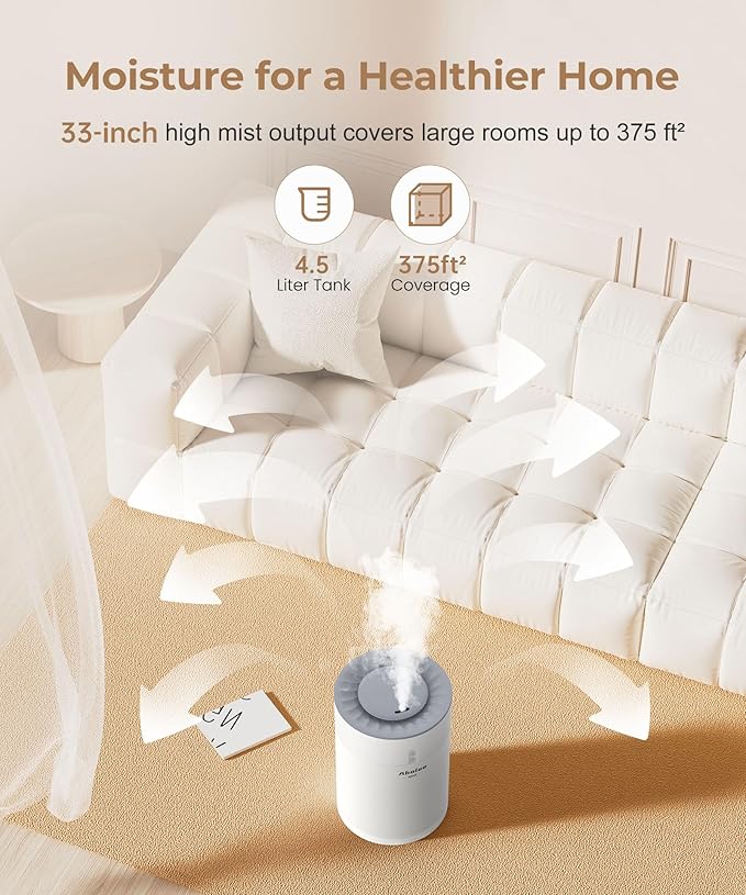 Abolee Humidifiers for Bedroom 4.5L Cool Mist - Image 5