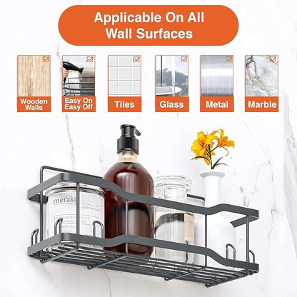 Shower Caddy Bathroom Shelves, The Athena Silken 4 Set, 40LB Capacity, Adhesive - Image 2