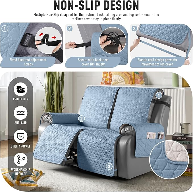 TAOCOCO 100% Waterproof Recliner Cover, Non-Slip Washable Reclining Couch Cover - Image 5