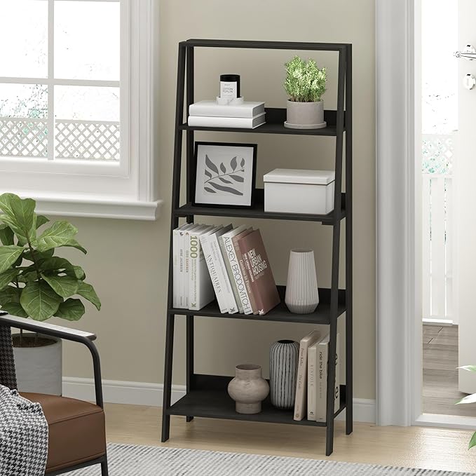 Furinno Ladder Book Shelf, 5-Tier Ladder Shelf, Display Storage Shelves - Image 2