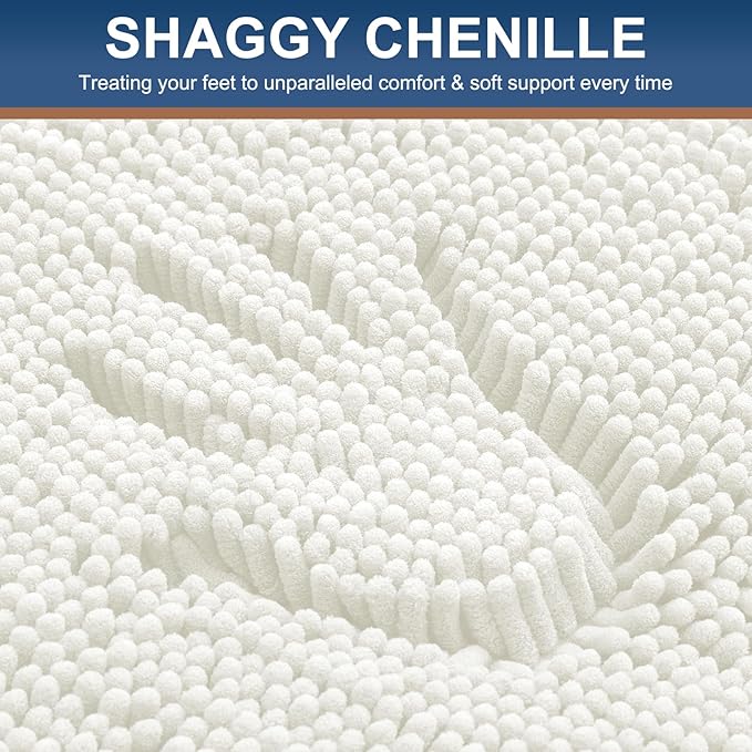 Smiry Luxury Chenille Bathroom Rugs 70x24, Extra Soft and Absorbent Shaggy Bath - Image 3
