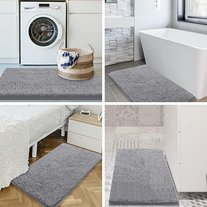 Smiry Luxury Chenille Bathroom Rugs 44x24, Extra Soft and Absorbent Shaggy Bath - Image 8