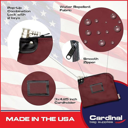 Heavy-Duty Money Bag with Lock – 9" x 12" Water-Repellent Laminated Nylon Bank - Image 3