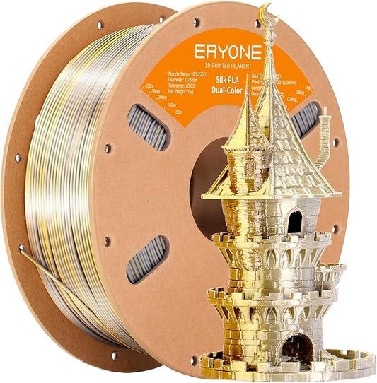 ERYONE Silk Dual Color PLA Filament 3D Printer 1.75mm +/- 0.03mm, Bicolor by ERYONE