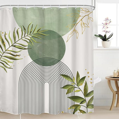 Sage Green Boho Shower Curtain 72Wx84H Extra Long Modern Abstract Bohemian by MitpokBrand
