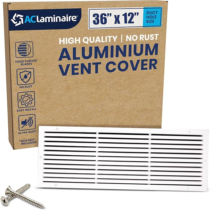 36x12 Inch Air Return Vent Cover Decorative – Premium Aluminum AC Vent Cover by LAMINAIRE