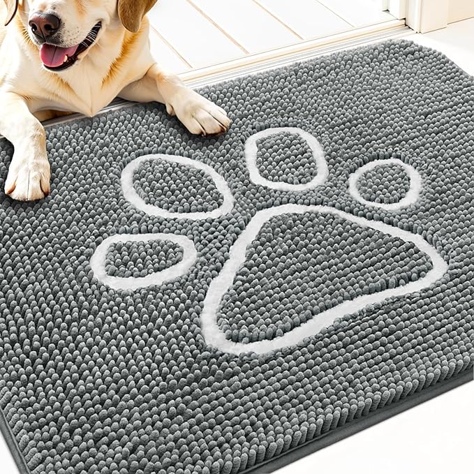 OLANLY Dog Door Mat for Muddy Paws 30x20, Paw Print Design, Absorbs Moisture by OLANLY