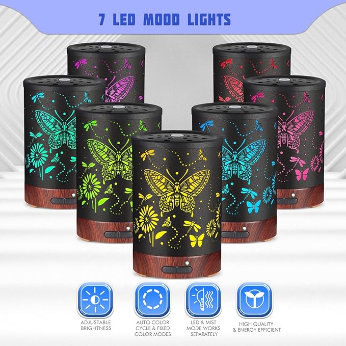 Metal Essential Oils Diffuser 150ML Aromatherapy Diffuser Cool Mist Humidifier - Image 2