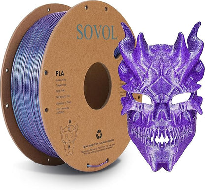 Sovol Silk PLA Filament with Blue Glitter 1kg 1.75mm, Color Changeable 3D by Sovol