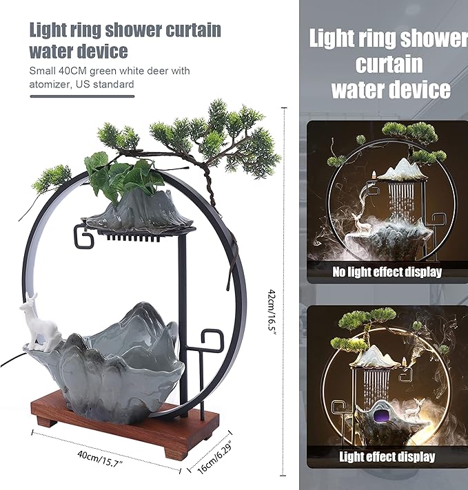 17In Water Fountains Indoor Tabletop Water Fall Humidifier - Image 3