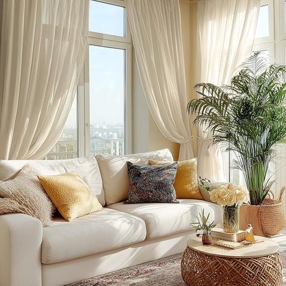 Dreaming Casa Taupe Sheer Curtains 84 Inches Long, Rod Pocket & Back Tab Light - Image 9