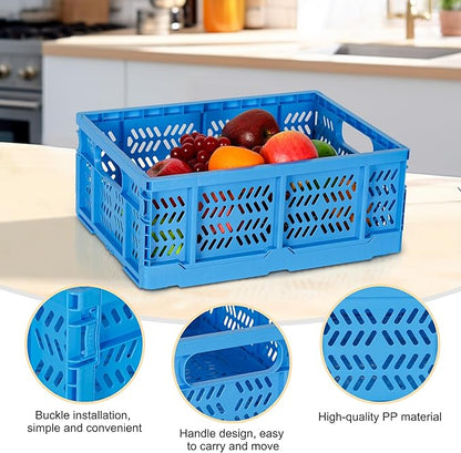Heavy Duty Plastic Milk Crates for Storage, Collapsible Storage Basket - Image 3