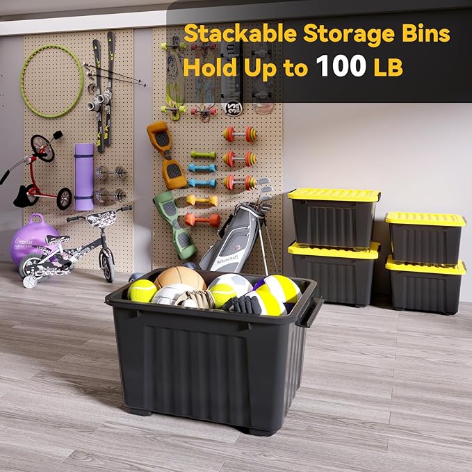 Nazhura 72Quart Plastic Storage Bin, Stackable and Nestable Storage Boxes - Image 5
