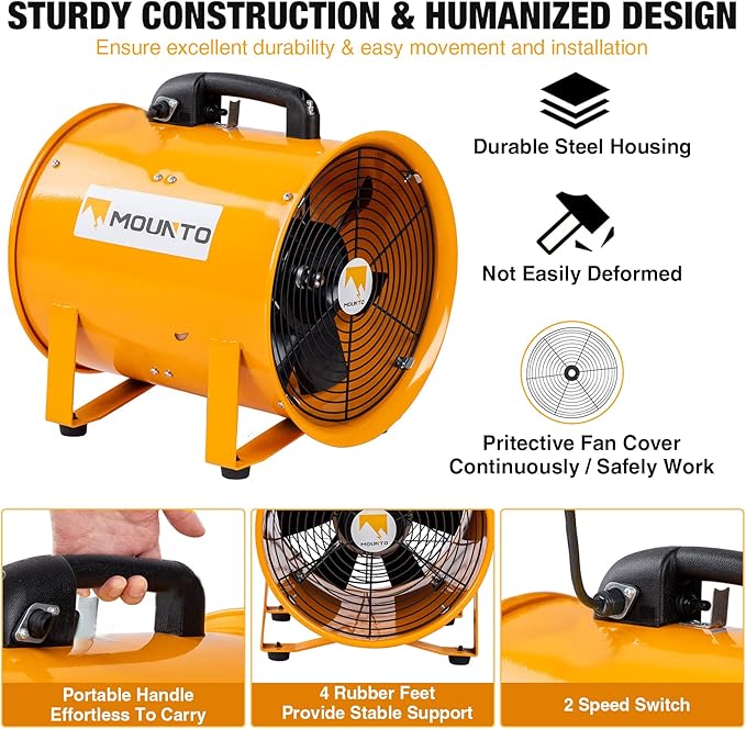 MOUNTO 12-Inch Heavy Duty Cylinder Axial Fan - Image 4