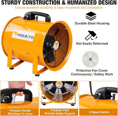 MOUNTO 12-Inch Heavy Duty Cylinder Axial Fan - Image 4