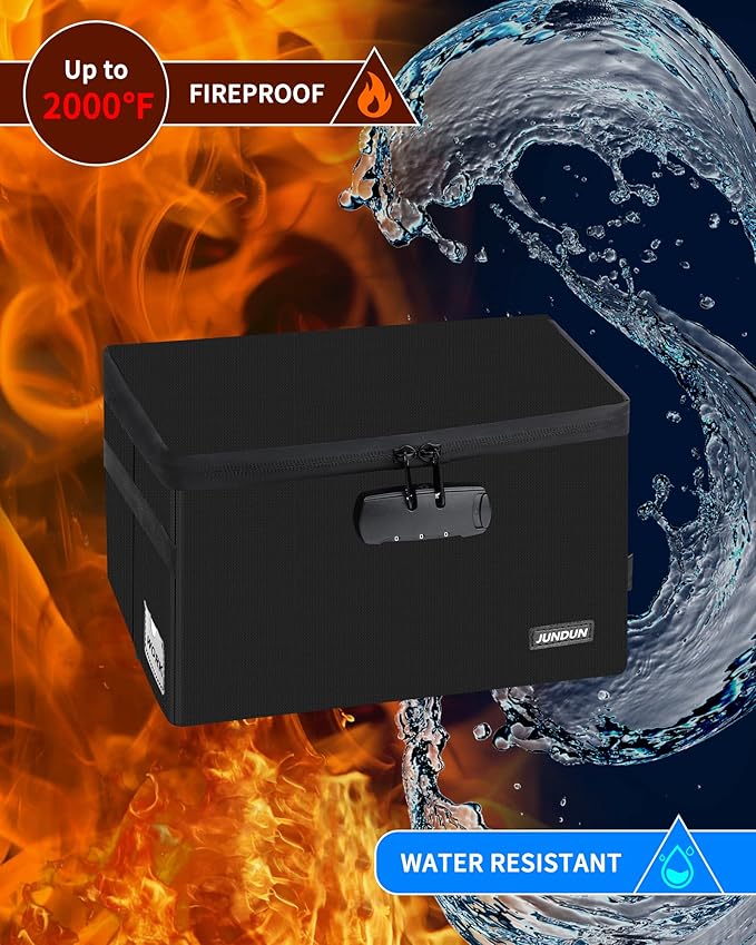 JUNDUN Index Card Holder with Lock, Collapsible Fireproof Index Card Box fits - Image 6