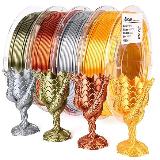 AMOLEN PLA 3D Printer Filament PLA Filament 1.75mm Silk Filament Bundle by AMOLEN