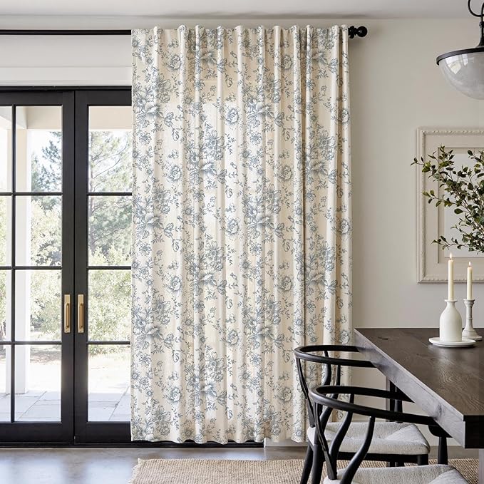 jinchan Linen Floral Curtains 100 Inch Extra Wide - Image 2