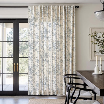 jinchan Linen Floral Curtains 100 Inch Extra Wide - Image 2