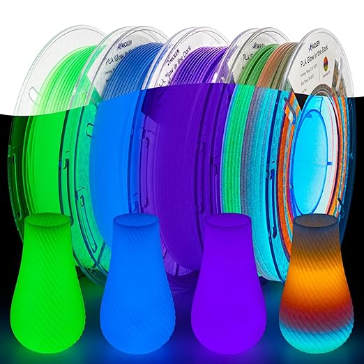 AMOLEN Glow in The Dark 3D Printer Filament Bundle, Glow Filament Multicolor by AMOLEN