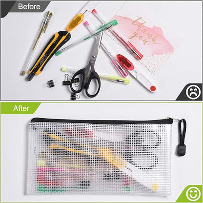 Plastic Mesh Zipper Pencil Pouches, A6 Size Zipper Documents Pouch Document - Image 4