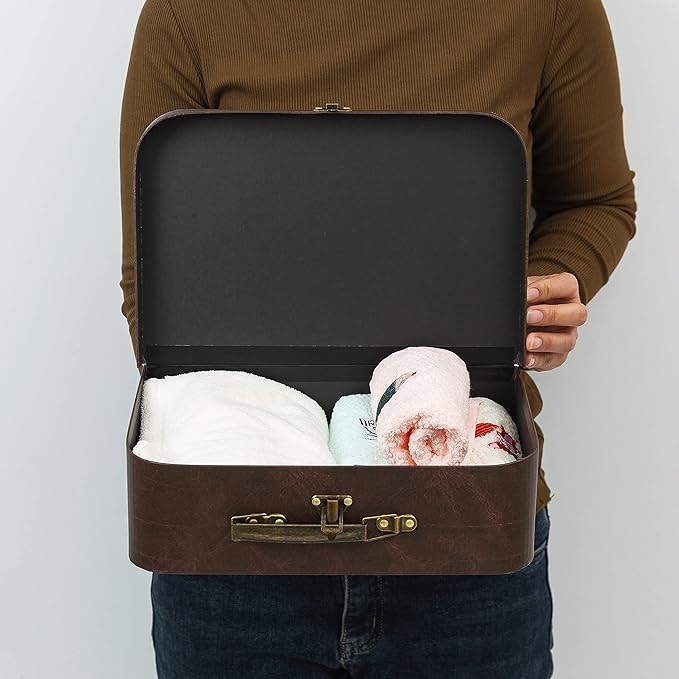 SLPR Paperboard Suitcases Set of 3, Nesting Luggage Decorative Mache Boxes - Image 3