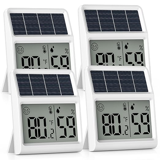 Digital Indoor Thermometer & Hygrometer, Light Powered Solar Indoor Temperature by BaldrInc
