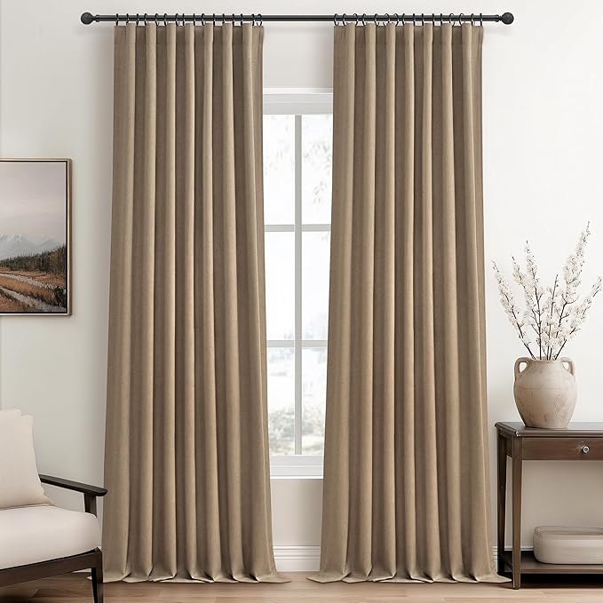 Extra Long Custom 102 Inch Curtains, 100% Blackout Curtains by QJMYDECO