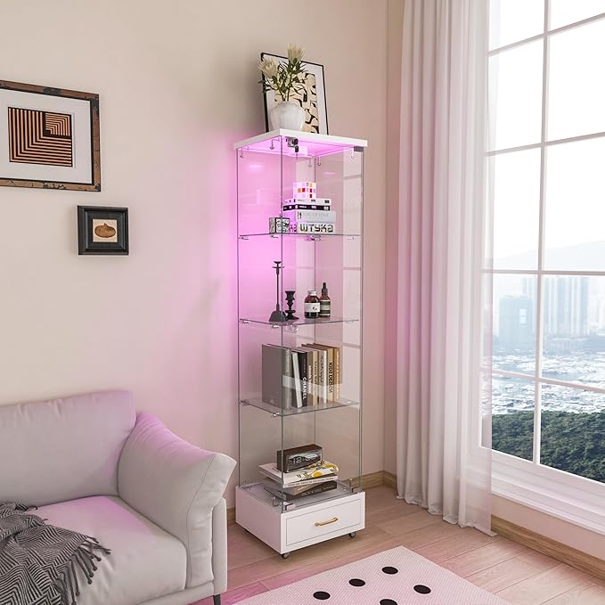 Yoluckea 4-Tier Glass Display Cabinet - Image 3