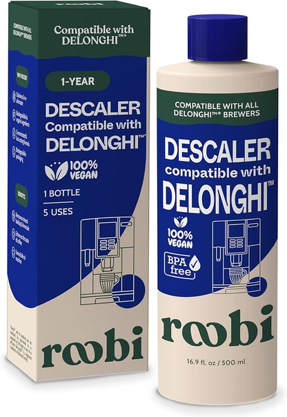 DeLonghi Compatible Descaling Solution. Clean & Descale your DeLonghi Coffee by Roobi