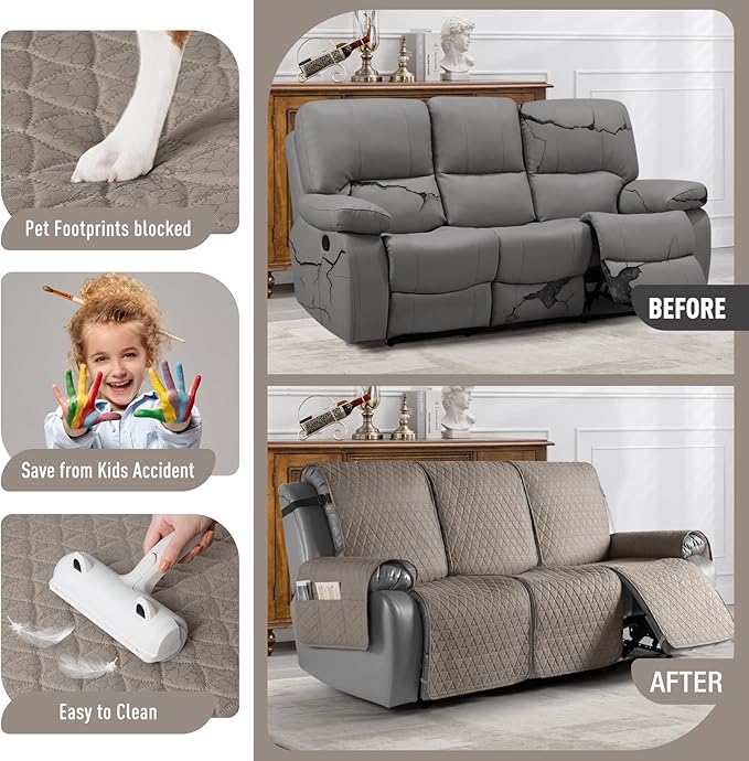 TAOCOCO 100% Waterproof Recliner Cover, Non-Slip Washable Reclining Couch Cover - Image 2