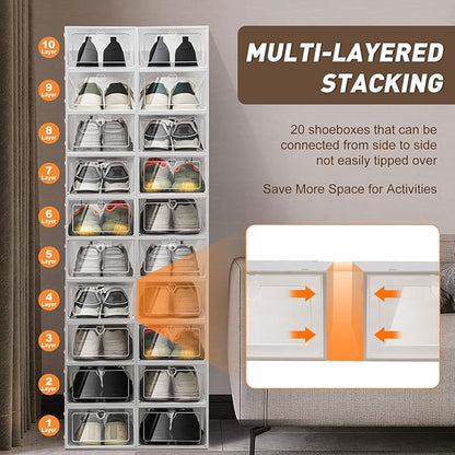 Bitodd 20Pcs Large Plastic Shoe Storage Boxes, Simple Modern Lightweight and - Image 8