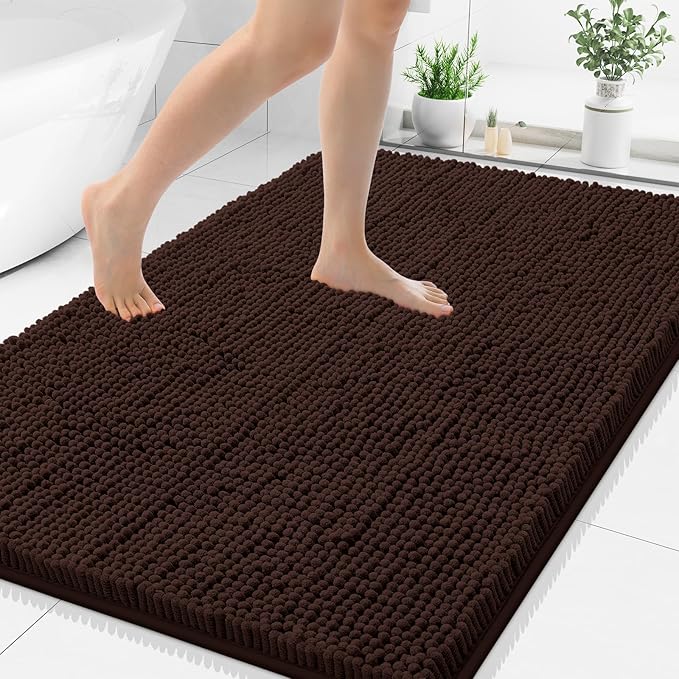 Smiry Luxury Chenille Bathroom Rugs 50x30, Extra Soft and Absorbent Shaggy Bath by Smiry